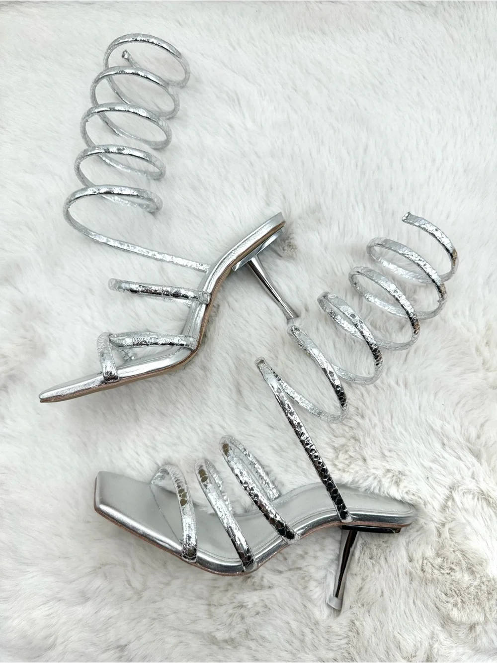 Cult Gaia Kacey Silver Strappy Heels Sandals EU 36 US 6‎ like NEW